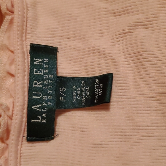 Lauren Ralph Lauren Petite small pink ruffled t shirt - Picture 3 of 3